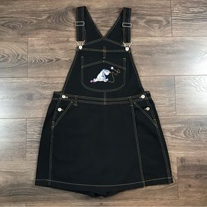 Disney Winnie The Pooh Women’s Vintage Eeyore Skirt Shorts Black Overalls Size L